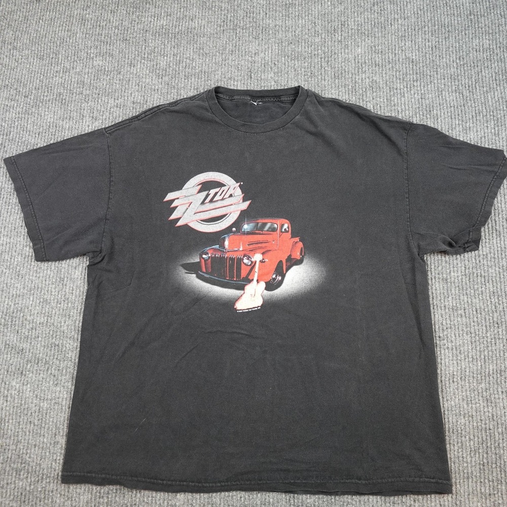 Vintage ZZ Top Shirt Mens XL Black Sharp Dressed Men Tribute Truck Band Tee 2002